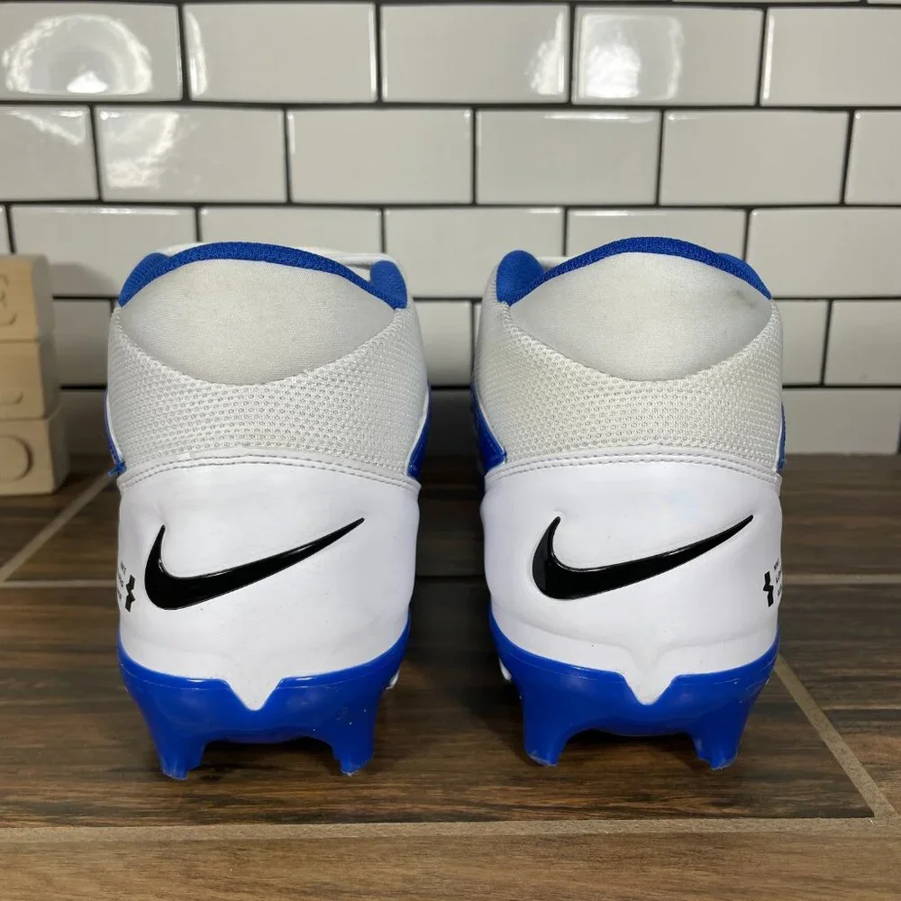 Nike Alpha Menace 4 Pro Shoes Mens Size 13 White Blue Black Football Cleats